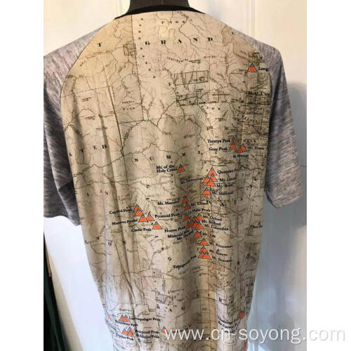 Men'S Printed Tee Shirts Colorado Map Printed Men's Raglan Sleeve Tee Shirts Manufactory